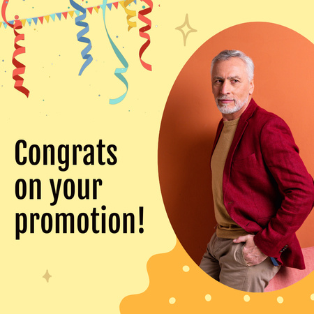 Job Promotion Congrats With Confetti Animated Post Design Template