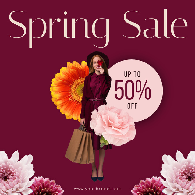 Spring Fashion Looks Discount Offer on Magenta Instagram AD Design Template