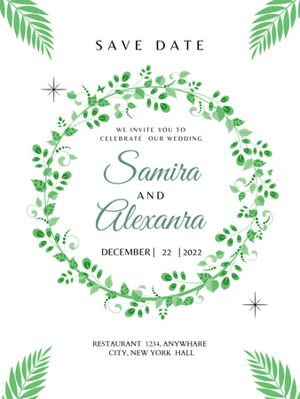 Wedding Celebration Announcement with Green Twigs Poster US Design Template