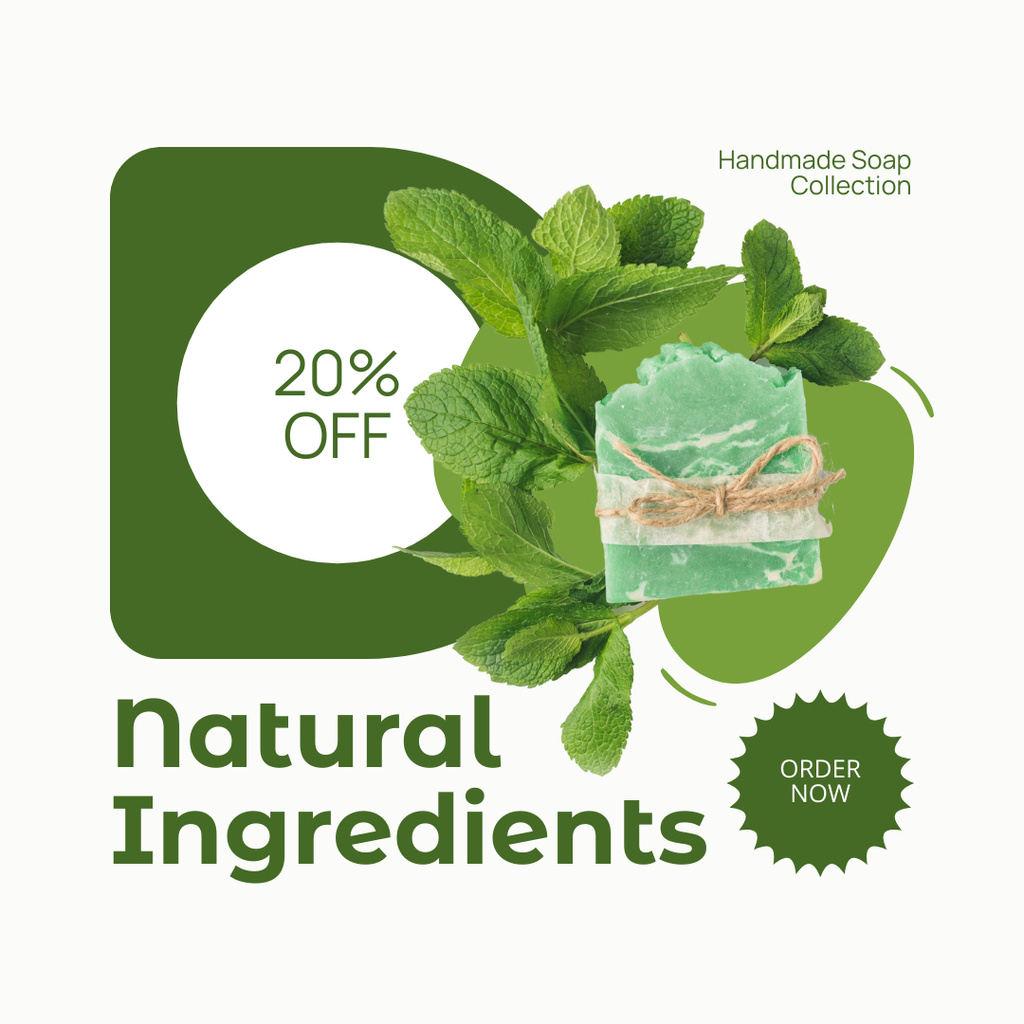 Designvorlage Discount on Natural Handmade Peppermint Soap für Instagram