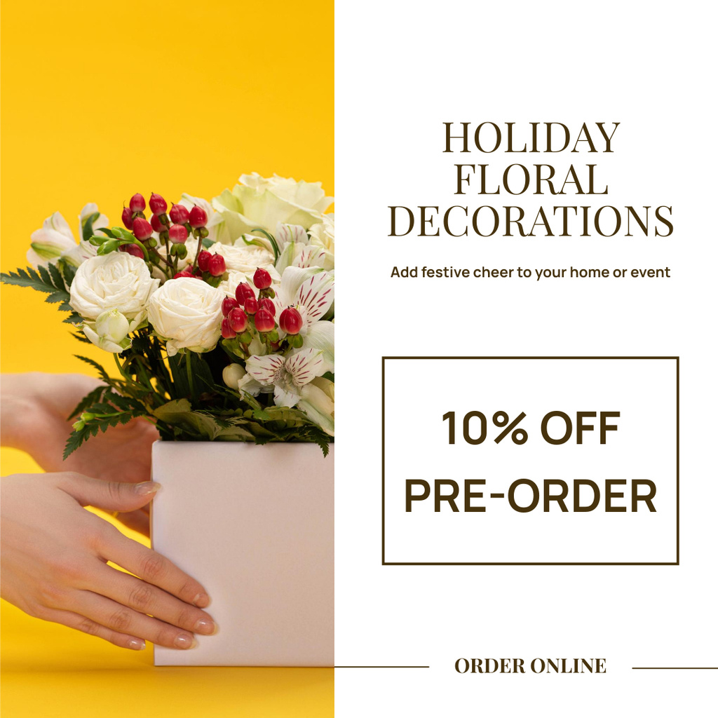 Designvorlage Advertising Festive Flower Decoration with Nice Discount für Instagram AD