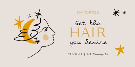 Hair Salon Services Offer with Illustration of Woman Twitter Design Template