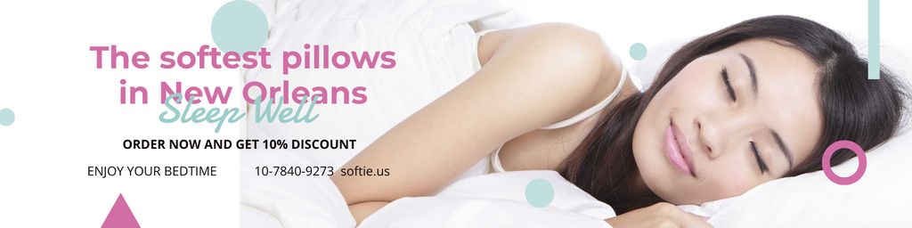 Softest pillows Ad with Sleeping Woman Twitter Πρότυπο σχεδίασης