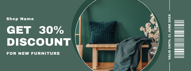 New Furniture Discount Green Coupon Modelo de Design