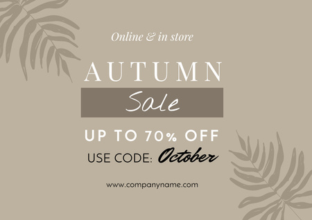 Autumn Sale Announcement with Leaves Illustration Poster A2 Horizontal Design Template