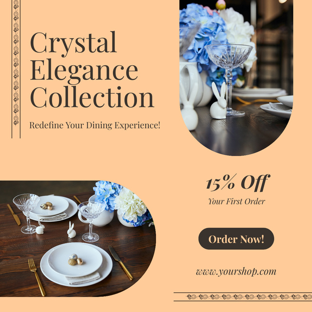 Crystal Collection of Glassware Offer Animated Post Design Template