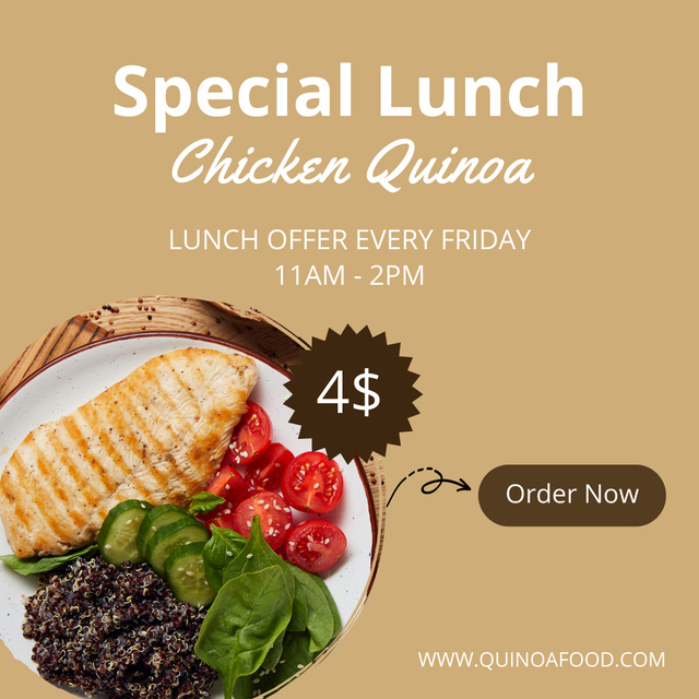 Chicken Quinoa for Special Lunch Offer Instagram Tasarım Şablonu