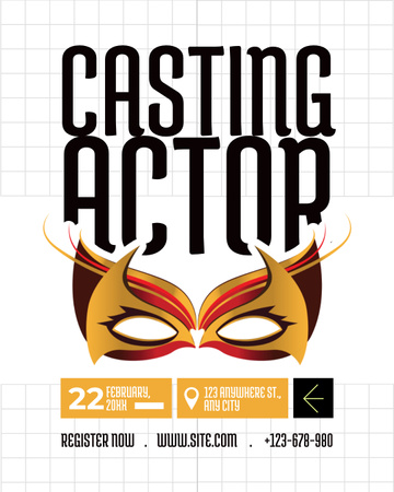 Modèle de visuel Annonce de casting d'acteurs avec masque - Instagram Post Vertical