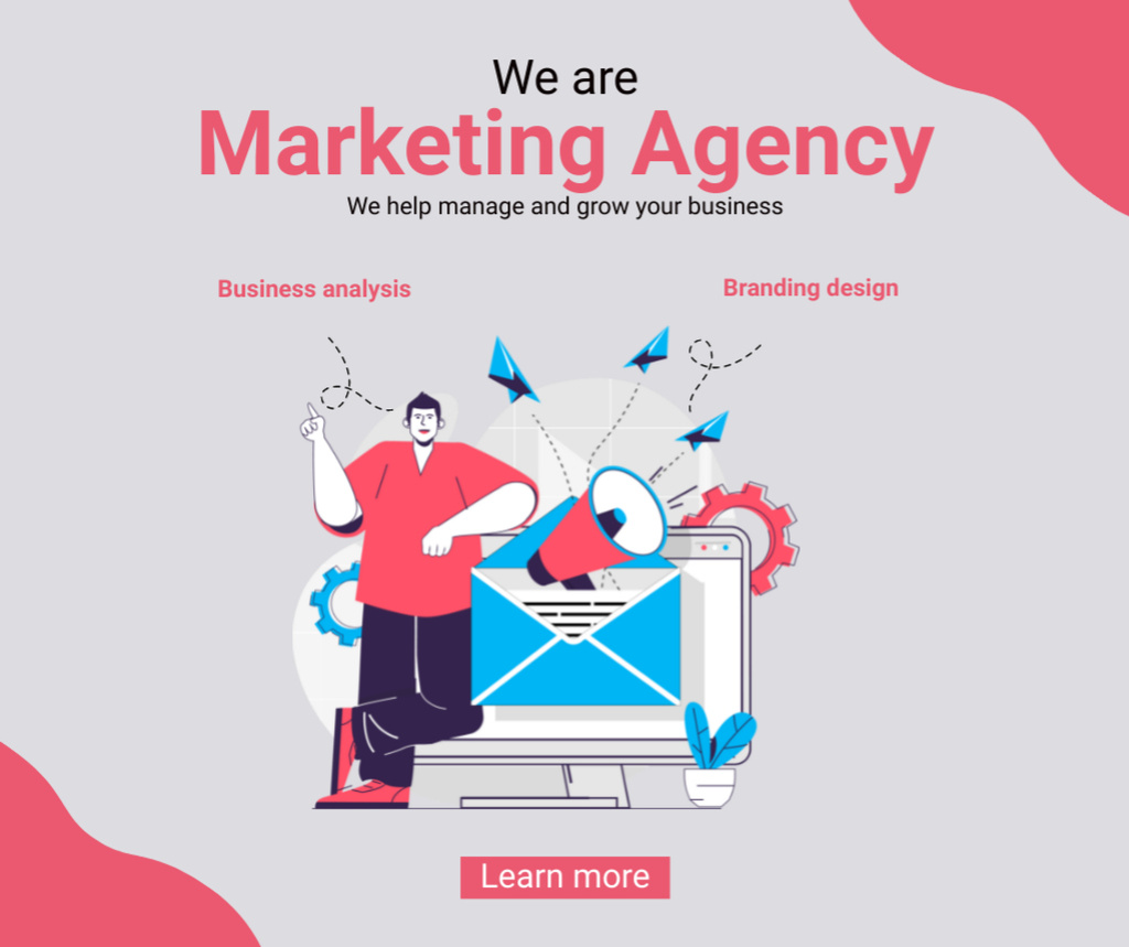 Services of Digital Marketing Agency with Business Management Facebook tervezősablon