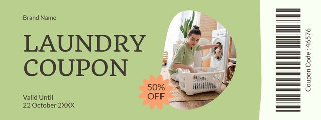 Modèle de visuel Discount Voucher for Laundry Services with Woman - Coupon