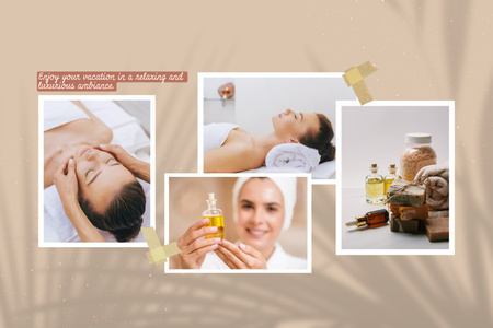 Spa Retreat Offer with Aroma Oils Mood Board Design Template