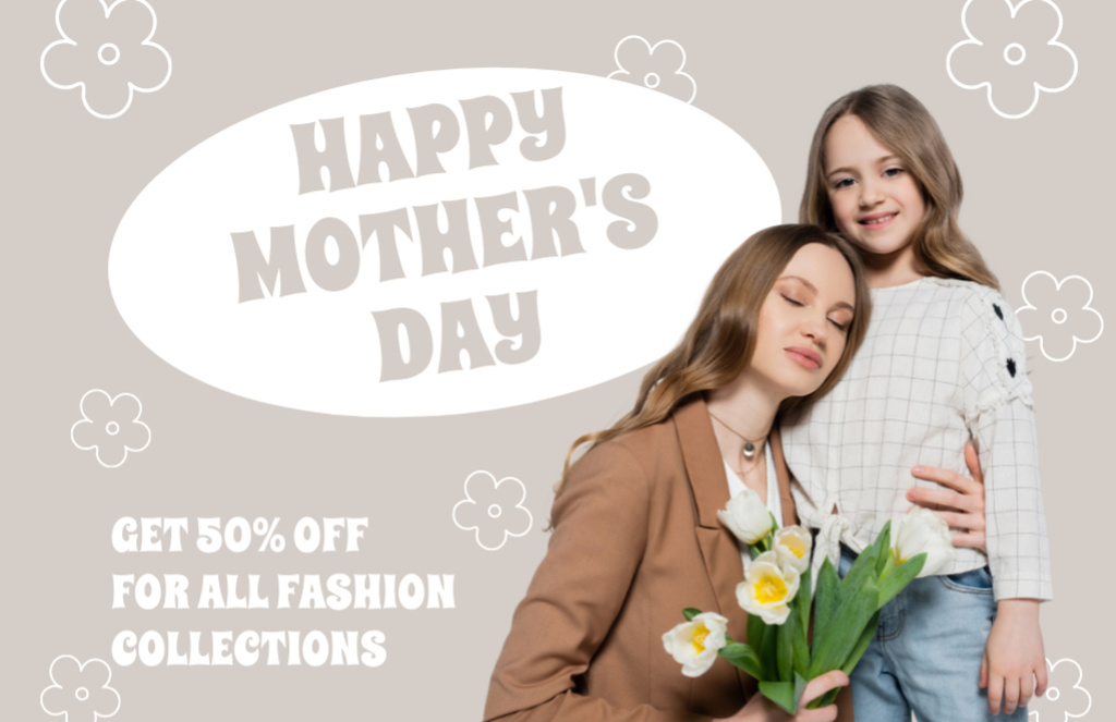 Discount Offer on Fashion Collections for Moms and Daughters Thank You Card 5.5x8.5in Design Template