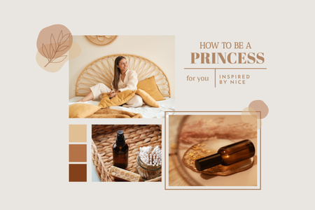 Natural Skincare Offer with Beautiful Young Woman Mood Board Design Template