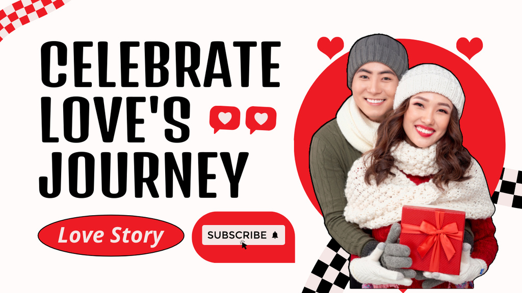 Designvorlage Valentine's Day Journey For Couple In Vlog Episode für Youtube Thumbnail