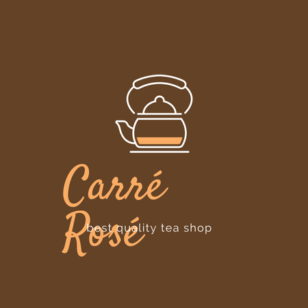 High Quality Tea Shop Ad with Teapot In Brown Logo Design Template