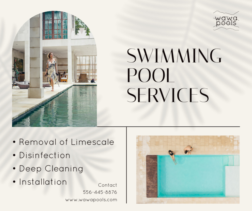 Collage with Proposal for Pool Care Services Facebook Design Template