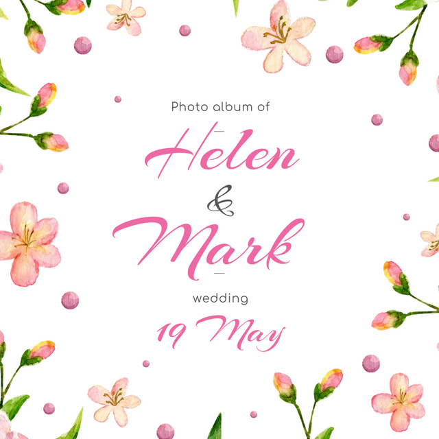 Wedding Invitation Tender Flowers Frame Instagram Design Template