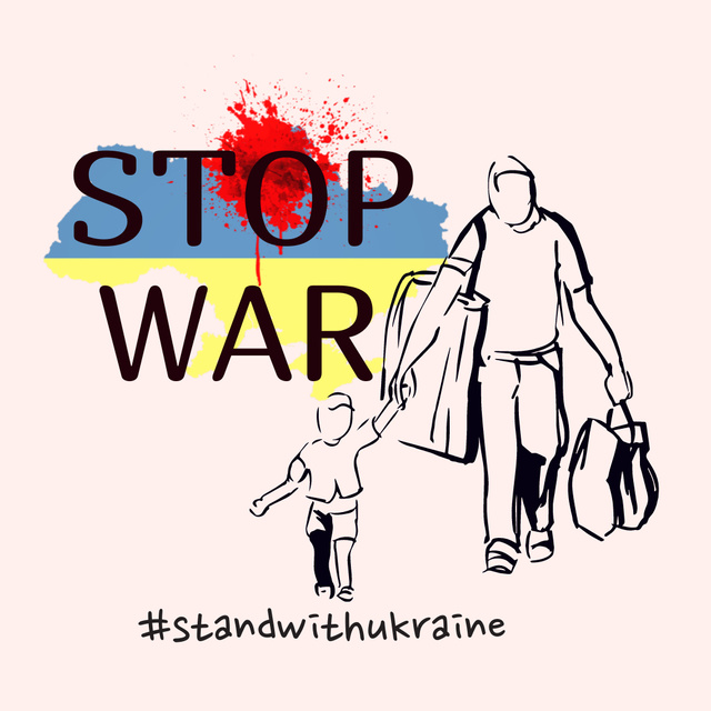Awareness about War in Ukraine with Refugees Instagram Modelo de Design