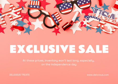 July Fourth Exclusive Bargains Postcard 5x7in Design Template