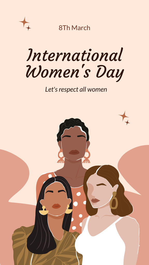 International Women's Day Celebration with Beautiful Women Illustration Instagram Storyデザインテンプレート