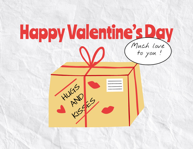 Ontwerpsjabloon van Thank You Card 5.5x4in Horizontal van Valentine's Day Holiday Greeting with Gift Box on Grey