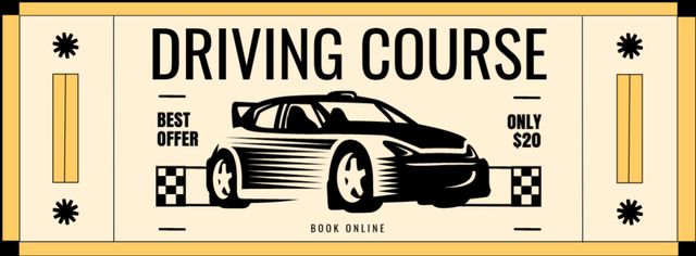 Beneficial Offer Of Driving Course With Booking Facebook cover Design Template