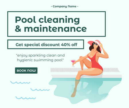 Pool Maintenance Special Discount Offer Facebook Design Template