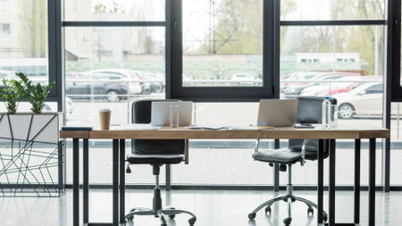 Modern Workplace Office Interior Zoom Background – шаблон для дизайну
