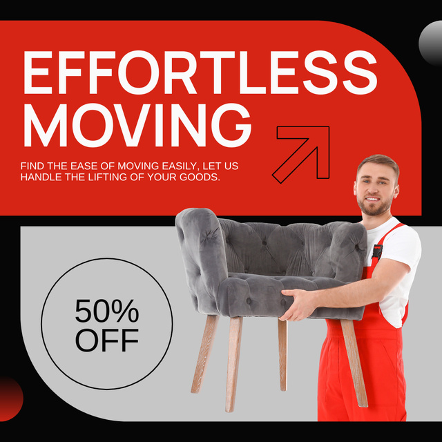 Services of Effortless Moving with Deliver holding Armchair Instagram AD Tasarım Şablonu