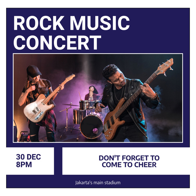 Music Concert Announcement with Rock Band Instagram Tasarım Şablonu