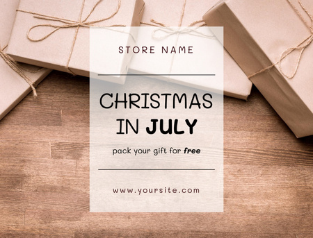 Free Gift Wrapping for Christmas in July Postcard 4.2x5.5in Design Template