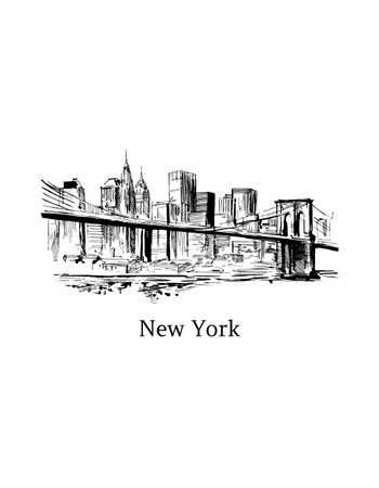 Plantilla de diseño de ilustración de la ciudad de nueva york T-Shirt 