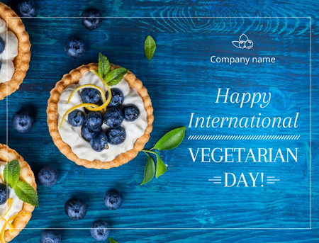 International Vegetarian Day Greeting With Berries Postcard 4.2x5.5in Design Template