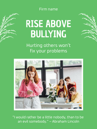 Little Girl suffering from Bullying Poster US Design Template