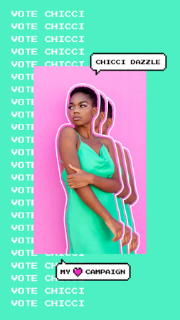 Modèle de visuel annonce de campagne électorale avec une jeune fille - Instagram Video Story