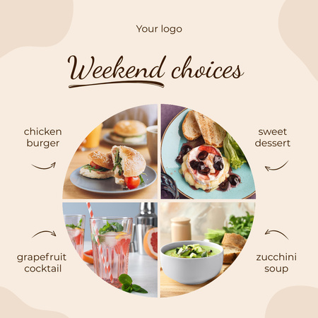 Ontwerpsjabloon van Animated Post van Weekend Choices of Food