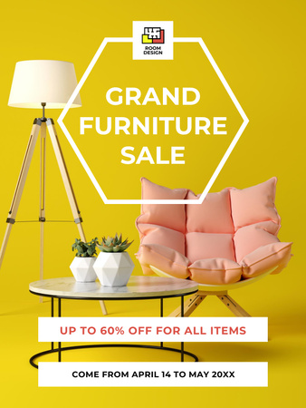 Furniture Sale with Interior in Light Colors Poster US – шаблон для дизайна
