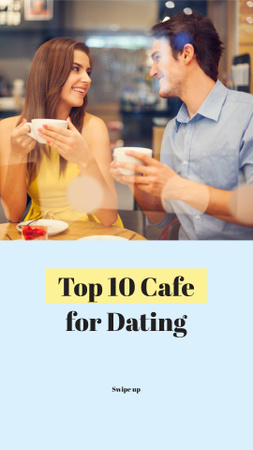 Cute Couple on Date in Cafe Instagram Story Modelo de Design