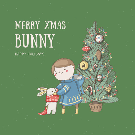 Cute Christmas Holiday Greeting Instagram Πρότυπο σχεδίασης