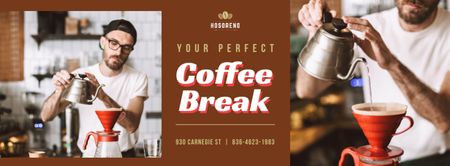Barista brewing coffee Facebook cover Design Template
