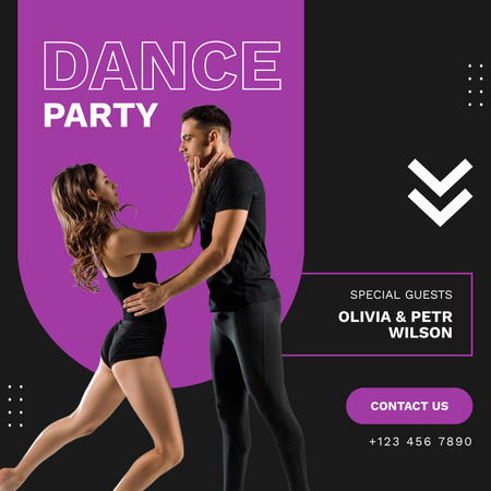 Dance Party Promo with Dancing Couple Instagram Design Template