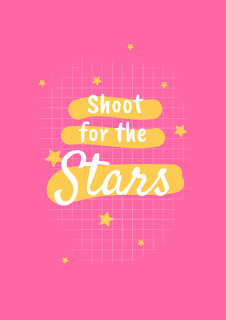 Inspirational Quote with Stars on Pink Posterデザインテンプレート