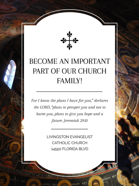 Church Invitation Old Cathedral View Poster US Modelo de Design