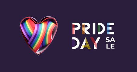 Pride Day Sale with Rainbow Heart Facebook AD Design Template