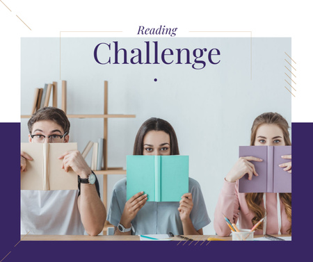 Reading Inspiration Students with Books Facebook Design Template