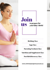 Pregnancy Course Ad with Pregnant Woman doing Yoga