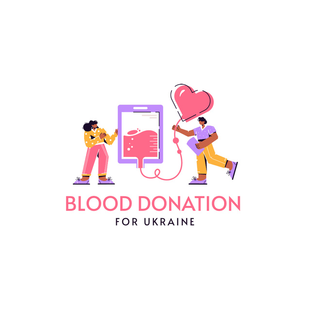 Blood Donation for Ukraine Logo Design Template