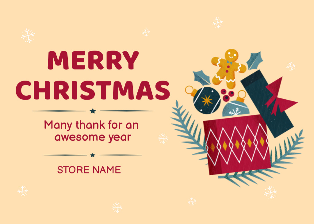 Christmas Wishes With Gingerman Postcard 5x7in Tasarım Şablonu