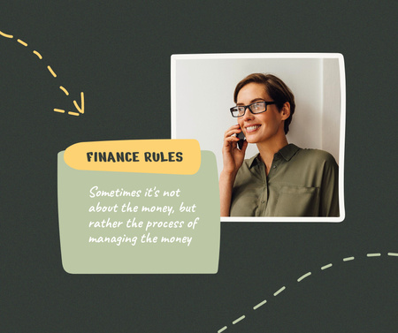 Finance Rules with Confident Woman Facebook Design Template