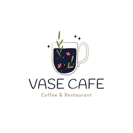 Cafe Ad with Cute Cup Logo Design Template